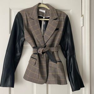 Jonathan Simkhai blazer. Brand new. Leather Sleeves.  Reversible belt.